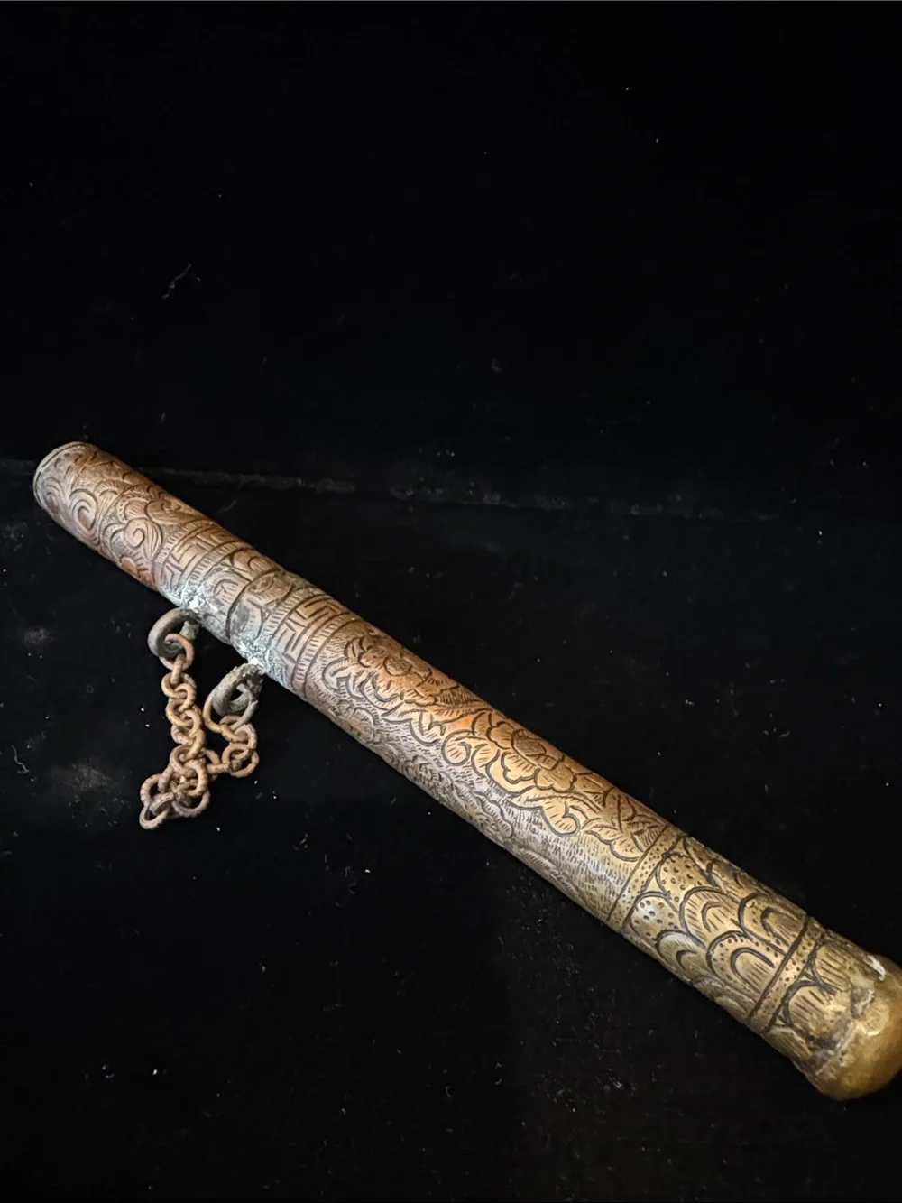 Antique Copper Scroll Holder or Prayer Tube of Asian or Middle Eastern origin